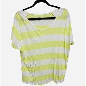 JCPenney Neon Yellow White Striped Short Sleeve Shirt Plus Size 1X